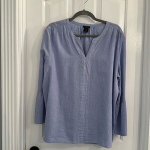 EUC Ann Taylor Factory Blue White Top XL